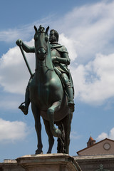 Fototapeta na wymiar Giambologna.Equestrian Statue of Cosimo I.1598.Bronze.Piazza della Signoria, Florence