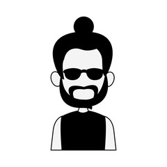 Young man faceless with sunglasses and beard profile vector illustration graphic design