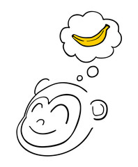 monkey thinking in banana
