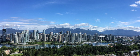 Downtown Vancouver skyline on a sunny day. 