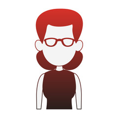 Obraz premium Young woman faceless with glasses profile vector illustration graphic design