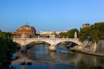 Mausoleum of Hadrian behind ancient stone bridge