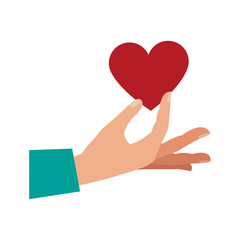 Hand with lovely hearts vector illustration graphic design