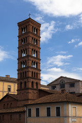 Bell Tower Santa Francesca Romana Roman Forum Rome Italy Church originally named Santa Maria Nova dedicated to Santa Francesco in 1608, the patron saint of motorists.