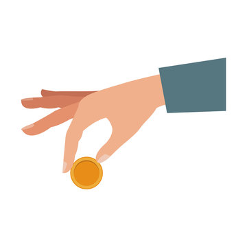 Hand Holding Coin Vector Illustration Graphic Design