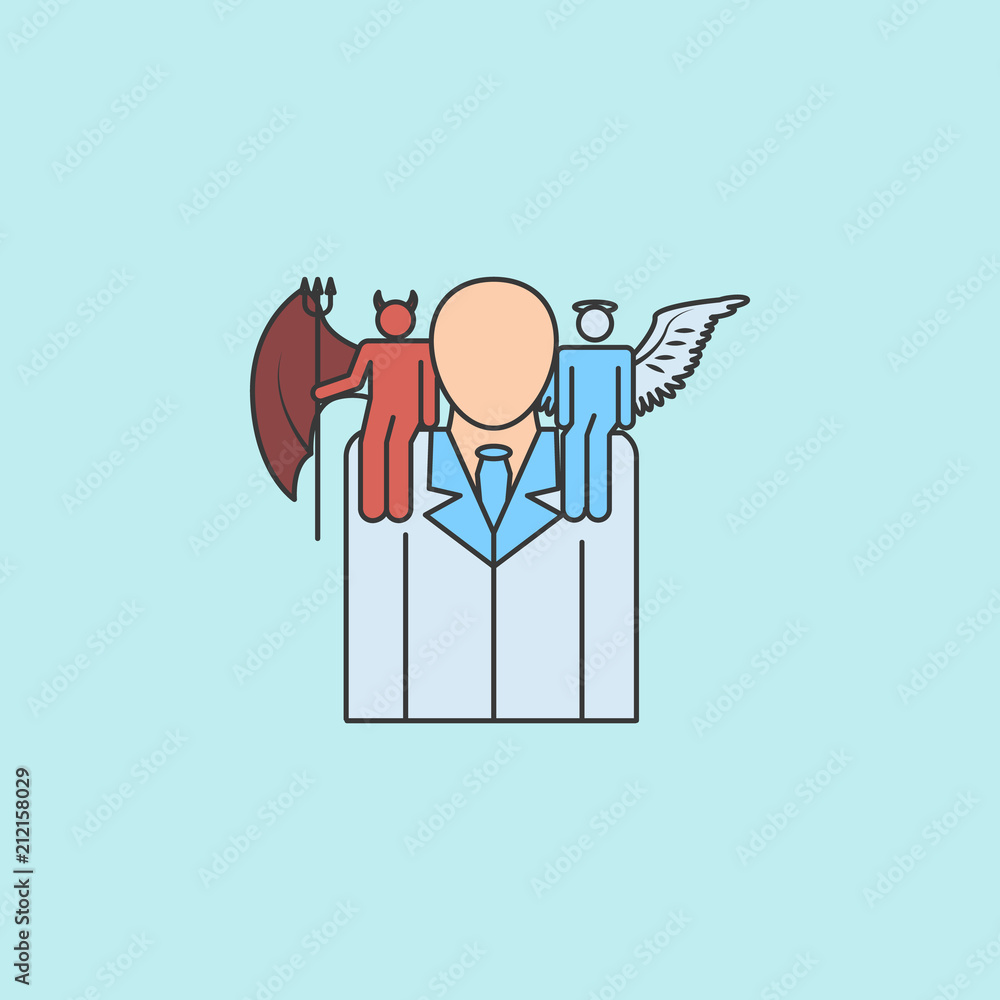 Poster angel and demon on shoulders icon. element of angel and demon icon for mobile concept and web apps. 