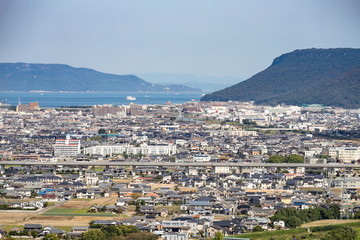 Fototapeta na wymiar Landscape of a suburb in Takamatsu city,Kagawa,Shikoku,Japan