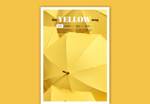 Magazine Cover Layout with Yellow Accents