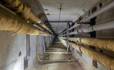 Underground concrete utility tunnel network of water supply pipeline