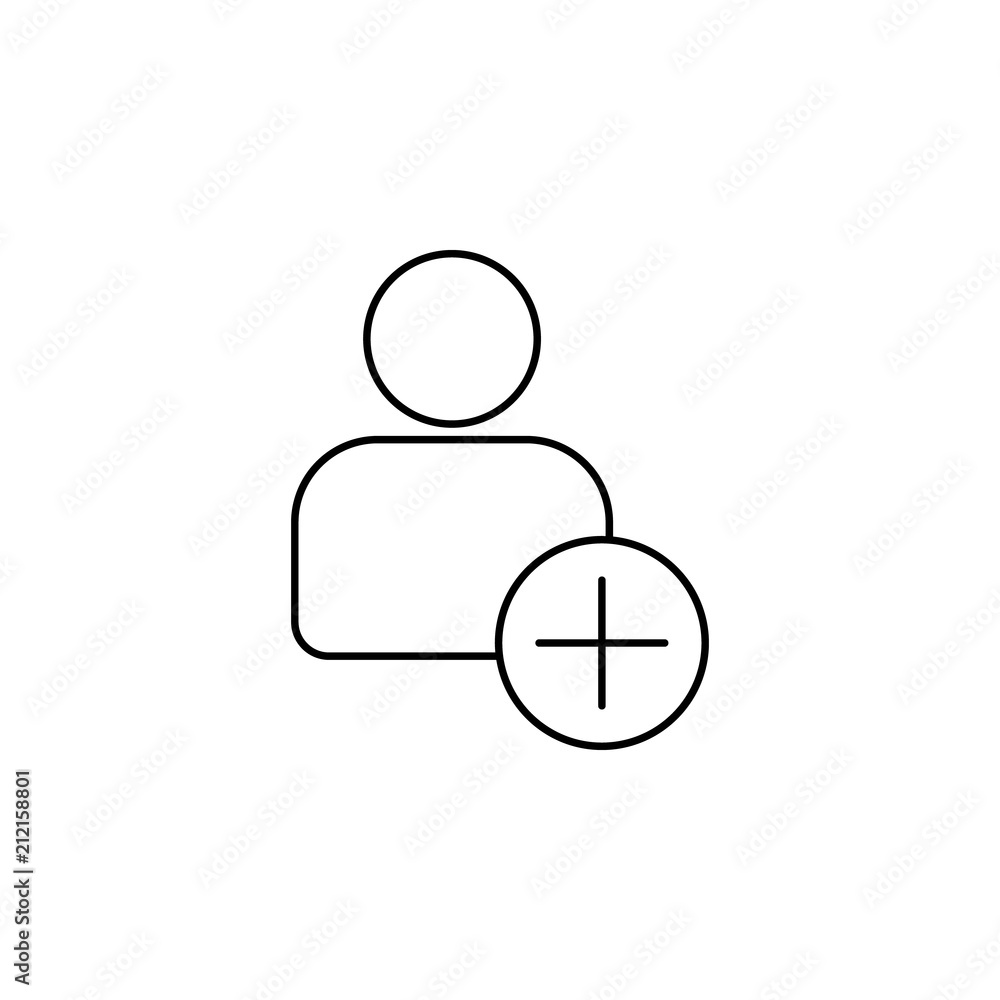 Poster add contact sign icon. element of sosial media network icon for mobile concept and web apps. thin li