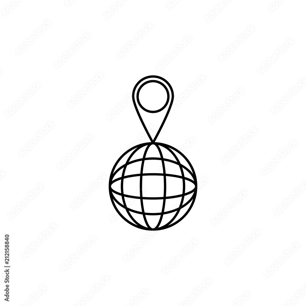 Poster pin in global icon. element of sosial media network icon for mobile concept and web apps. thin line 