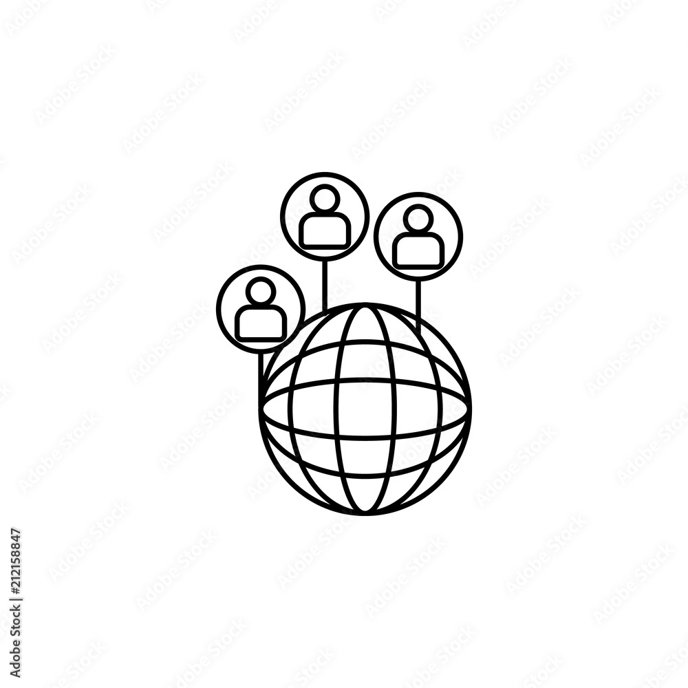 Aufkleber global contacts icon. element of sosial media network icon for mobile concept and web apps. thin lin