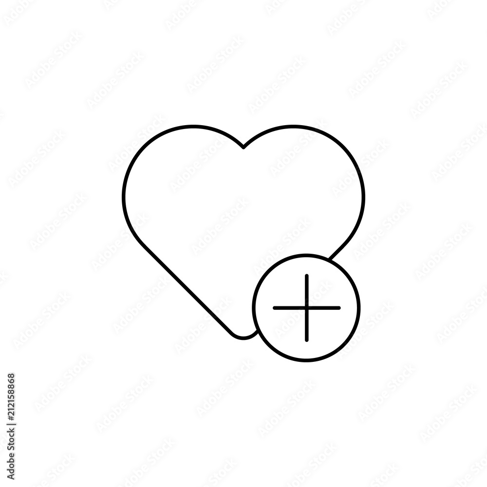 Poster add heart icon. element of sosial media network icon for mobile concept and web apps. thin line add 