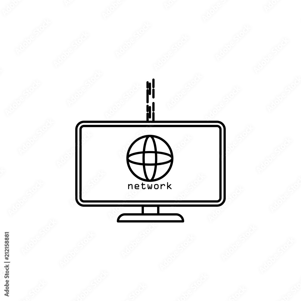 Poster pc in network icon. element of sosial media network icon for mobile concept and web apps. thin line 