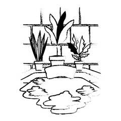 bathtub with houseplants scene vector illustration design