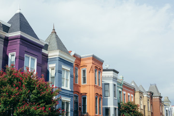Colorful rowhouses in Washington, DC