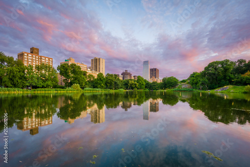Harlem Meer At Sunset In Central Park Manhattan New York