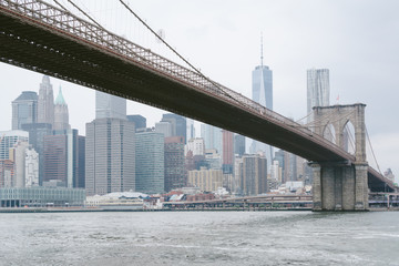 The Brooklyn Bridge and Manhattan skyline, seen from DUMBO, Brooklyn, New York City
