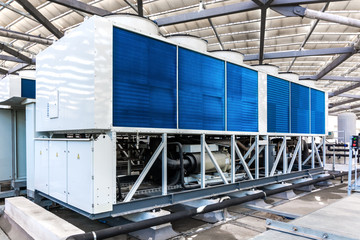 Ventilation system pipes of big distribution warehouse