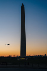 The Washington Monument at sunset, in Washington, DC.