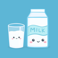 Cute Milk Glass Box Carton Vector Illustration Cartoon Smile
