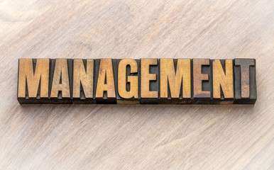 management - word asbtract in wood type