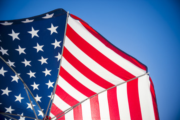 Abstract view of stars and stripes USA flag sun umbrella