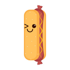 Isolated happy hot dog emote