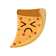 Isolated sad slice of pizza emote