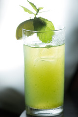 Cachaça cocktail with mint leafs