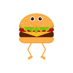 Isolated burger emote with hands on mouth