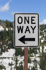 One Way Sign along Highway