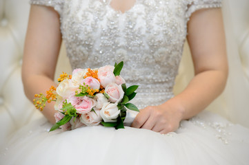 The beautiful bride and her bouquet
