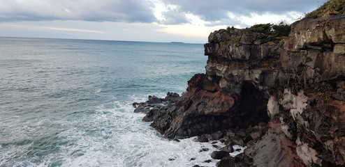 Jeju Island Cliff Waves