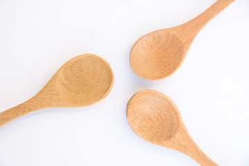 Close up spoon wood on with background.