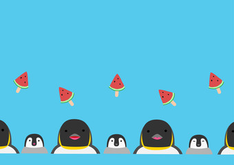 penguin and watermelon stick background