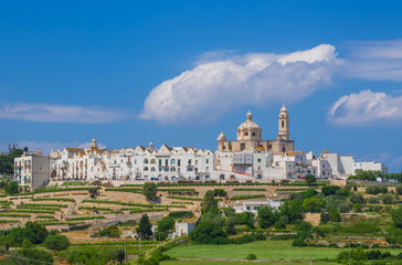 Fototapeta premium Locorotondo (Puglia, Italy) - The gorgeous white town in province of Bari, chosen among the top 10 most beautiful villages in Southern Italy. Here a view of historic center.
