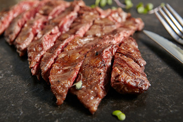Thick Slices of Hot Grilled Whole Machete Steak