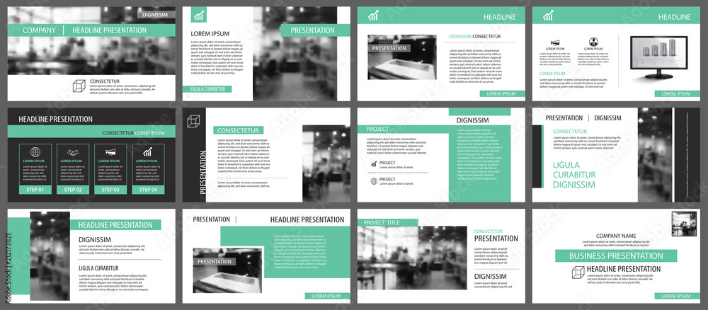 Canvas Prints green presentation templates for slide infographics elements background. use for business annual rep