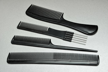 combs and scissors for the hairdresser, tools of the master of hairdressing salon