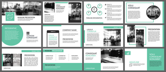 Fototapeta na wymiar Green presentation templates for slide infographics elements background. Use for business annual report, flyer design, corporate marketing, leaflet, advertising, brochure, modern style.
