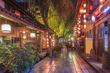 The night view of the ancient town of Chengdu