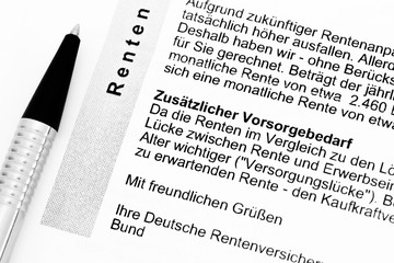 Zus&auml;tzlicher Vorsorgebedarf Rentebl&uuml;cke