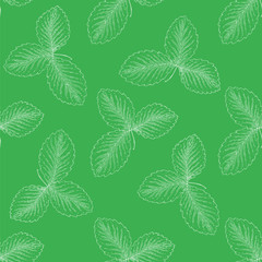 Seamless Pattern with Strawberry Leaves