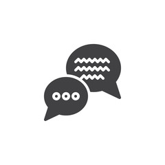 Speech bubbles vector icon. filled flat sign for mobile concept and web design. Dialog simple solid icon. Chat symbol, logo illustration. Pixel perfect vector graphics
