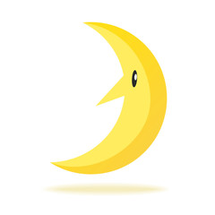 Cute crescent isolated on white background. Half moon. Vector illustration in flat cartoon style. Weather symbol