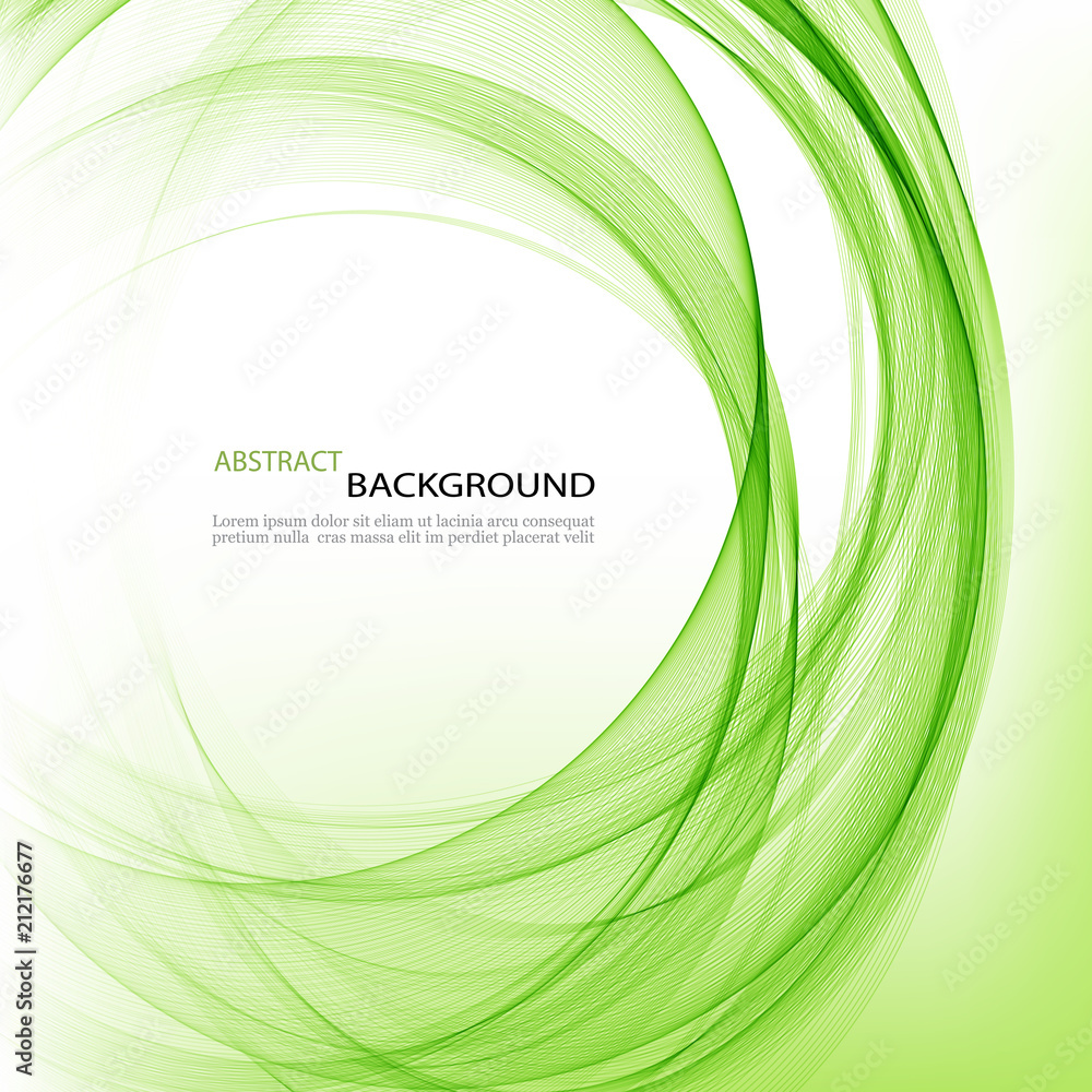 Poster abstract vector background round green wavy circle shape lines