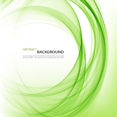 Obraz premium Abstract vector background round green wavy circle shape lines
