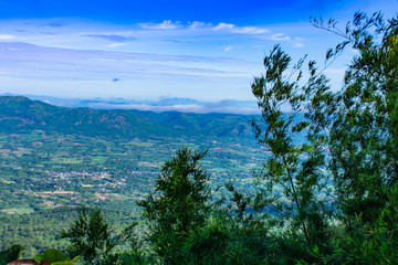 The point of view of the mountains and the town of Chaiyaphum at  Sai Thong National Park Thailand.