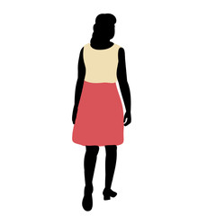  silhouette in color clothes, the woman is walking
